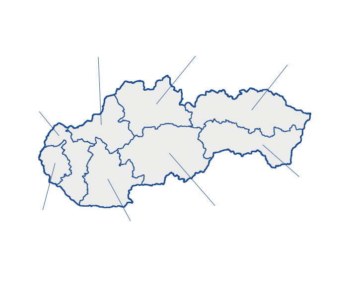 Mapa vybraných projektů montovaných hal LLENTAB